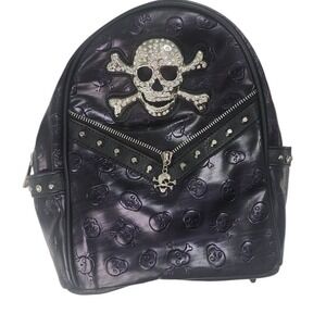 Concealed Carry Skull Embossed‎ Backpack Rhinestone Studded
